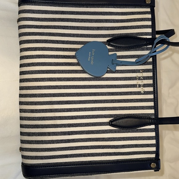 Kate spade navy and cream striped canvas bag - Picture 6 of 17
